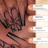 GlamRays Long Coffin Black Shiny Full Perimeter Acrylic Nails Extra
