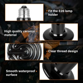 Simple Deluxe 25W/50W Ceramic Heat Emitter Reptile Heat Lamp Bulb No Light Emitting Brooder Coop Heater for Amphibian Pet & Incubating Chicken