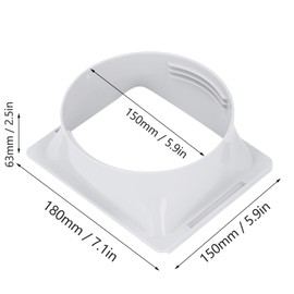 Air Conditioner Parts, Air Conditioner Exhaust Hose Coupler, AC Unit Tube Connector, Ac Hose Connector Universal Thread Design ABS to Round Portable Exhaust Duct Hose Adapter