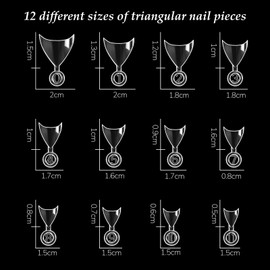 Pack of 600 French Short False Nail Tips, Nail Tips for Manicure, Women, DIY, Salon, Home, Women, Nail Design, 12 Sizes, Transparent