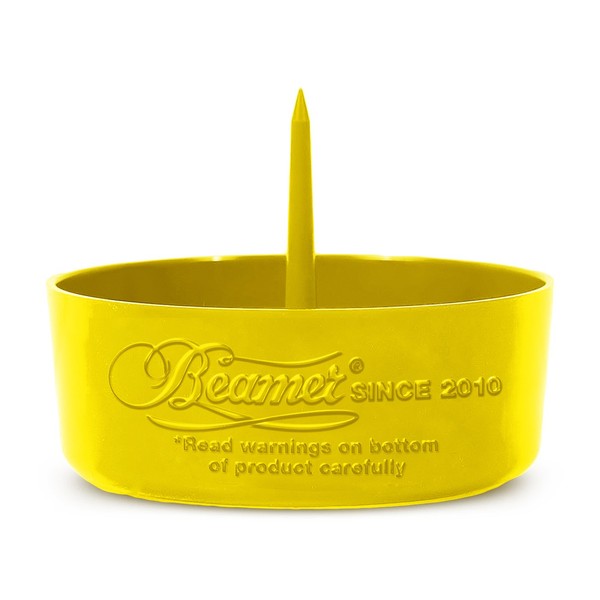 Beamer DePiper Yellow Ashtray with Built in Cleaning Poker Spike Tool to Clean out Pipes and Bowls Quickly and Mess Free and Beamer Smoke Sticker
