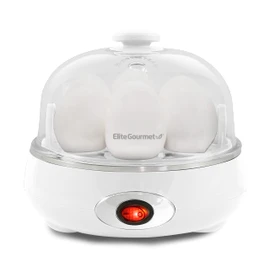 Elite Gourmet EGC007CHW Easy Electric 7 Egg Capacity Cooker, Poacher, Omelet Maker, Scrambled, Soft, Medium, Hard Boiled with Auto Shut-Off and Buzzer, BPA Free, Classic White