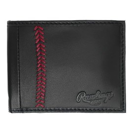 Rawlings Baseball Stitch Leather Bifold Wallet Black