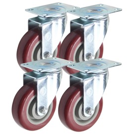 4 inch (Set of 4) with 4 Swivel Casters- Poly Tread, Sealed Industrial Bearing Wheels - Foghorn Construction