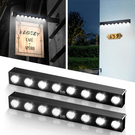 Solar Real Estate Sign Posts Lights 2 Pack - Outdoor Dusk to Dawn Solar LED Signboard Lights for Outdoor Signs, Real Estate Sign Posts,House Number,Commercial Signs and More，6000k White Light