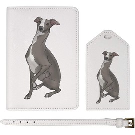 Azeeda 'Goofy Italian Greyhound' Passport Cover & Luggage Tag Travel Set (PA00020825)
