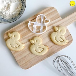 BAKERLOGY - Cortador de galletas de pato para bebé, diseño detallado para hornear y manualidades, ideal para fondant, masa, arcilla