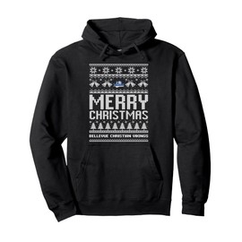 Bellevue Christian Vikings Logo Merry Christmas Ugly Sweater Pullover Hoodie