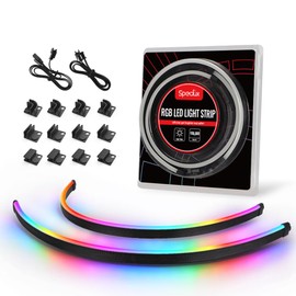 Speclux Neon Digital RGB LED Strip Combo Set PC LED Strips 400 mm RGB 5 V 3-Pin Aura-SYNC, Gigabyte RGB Fusion, with 12 Strong Magnetic Holders