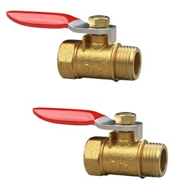 Vitalux Air Line Cock Ball Valve 1/4" Brass Rust Proof High Airtight Male to Female Connection Rubber Handle Full Port Drain Valve for Air, Water and Oil Compatible for Air Compressors 180 Degree