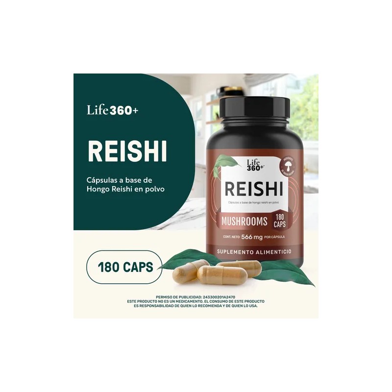 Reishi Mushrooms Life 360+ 180 Cápsulas Con Hongo Reishi