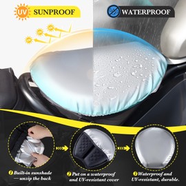 Foldable Motorcycle Gel Seat Cushion with Sunshade Cover – 3D Dome-Shaped High Elasticity Shock Absorption Seat Pad, Comfort & Butt Protection for Long Rides, Stay Cool & Comfortable