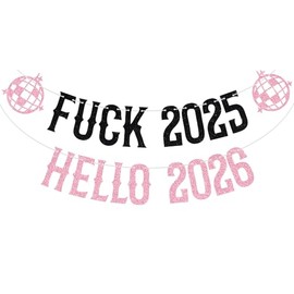 Banner de Hola 2026 con Purpurina Negra para Celebrar el Año Nuevo 2025. Decoraciones para Fiestas navideñas y navideñas.