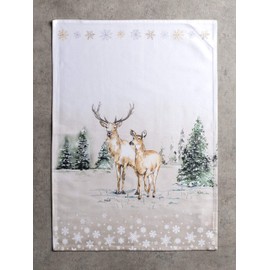 Maison d' Hermine Dishcloths 100% Cotton Multi-Purpose, Kitchen Towel for Gifts, Kitchen, Holiday, Dinner, Wedding & Dining, Deer in The Woods - Thanksgiving/Christmas (Set of 3)