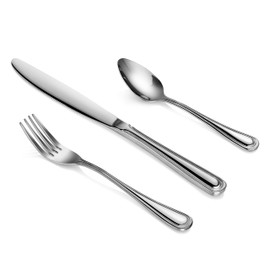 New Star Foodservice 58864 Slimline Pattern, 18/0 Stainless Steel, 36-Piece Flatware Set