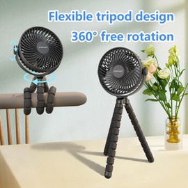 VICTORY & GIFT Portable Stroller Fan Handheld Fan 4 Wind Speeds, 360° Rotatable for Travel/Camping/Treadmill/Car Seat/Bedroom