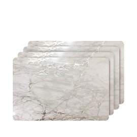 Placemats Dining Table Place Mats, Kitchen Mat Placemats Table Decor Placemats for Kitchen Table Washable Heat Resistant Dining Table Non Slip Set of 4 Marble Rectangle 12 X 18 in Silver