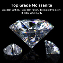 CHINALUSTER Moissanite Stone 0.5Ct A 3Ct Blanco Color D Vvs1 Claridad Moissanite Diamantes Sueltos 3Excelente Corte Redondo Piedras Preciosas Sueltas Para Fabricación De Joyas, Anillo De Compromiso (Round Cut, 13.5mm, 9ct)