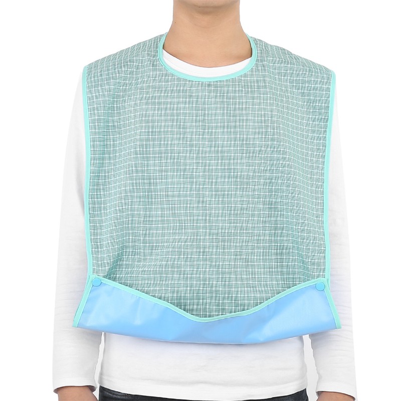 Adult Waterproof Mealtime Bib Double Layer Elder Dinning Clothes Protector