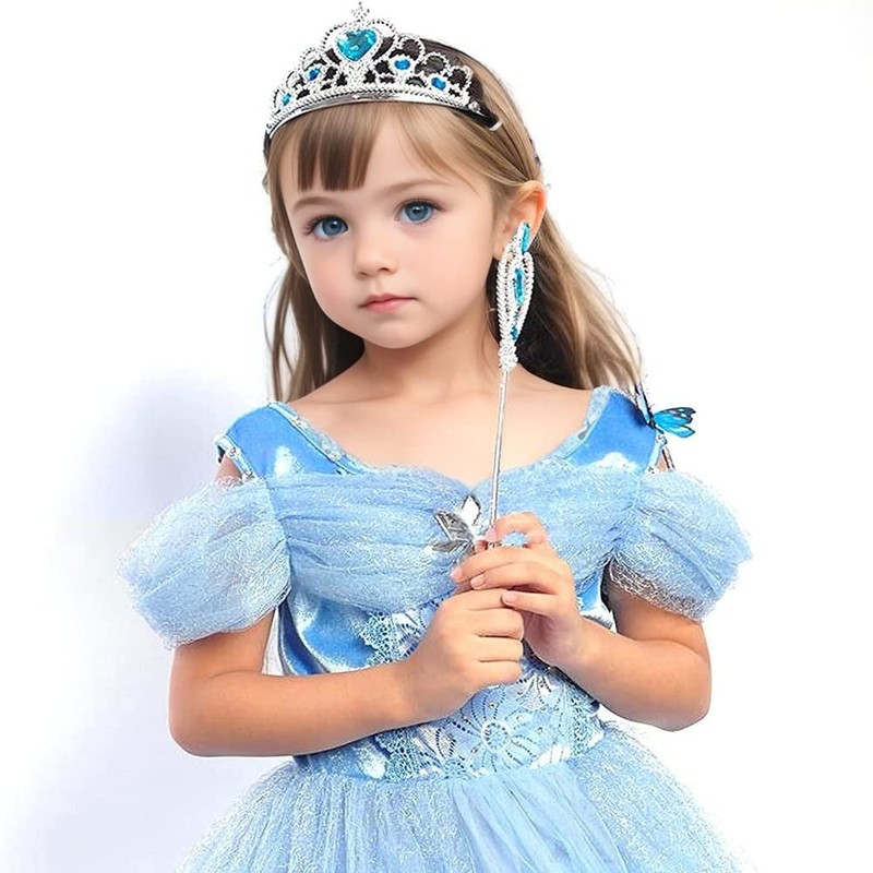 Kuzhi Princess Elsa Crown Tiara and Wand Set — Silver