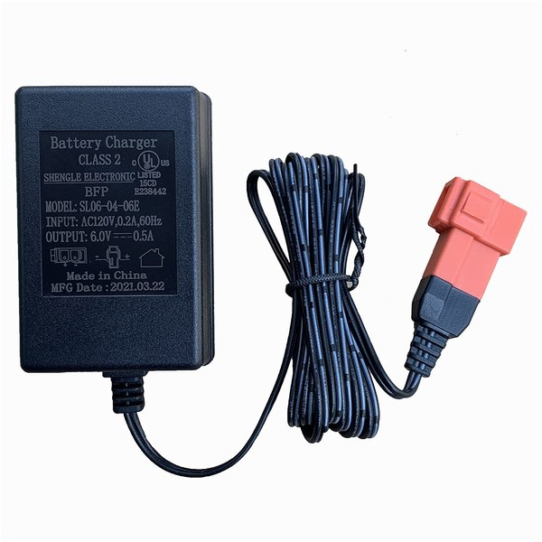 Cargador de batería de 6 voltios para niños, SL06-04-06E 6.0 V 0.5 A, cargador de enchufe rojo, alimentación de batería eléctrica
