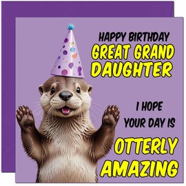 Great Granddaughter Birthday Card - Otterly Amazing - Funny Otter Birthday Card for Great Granddaughter