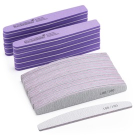 Juego de limas de uñas acrílicas y pulidores de uñas, grano 100/180, limas de uñas lavables, herramientas de manicura para uñas naturales