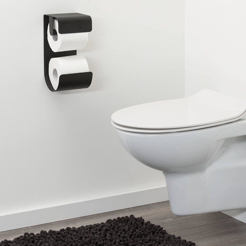Sealskin Brix Toilet Roll Holder, Metal, Black, 11.6 x 25.5