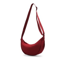 NICOLE & DORIS Lightweight Crossbody Bags for Women Nylon Shoulder Bag Casual Everyday Bag Ladies Messenger Bag Crescent Bag Dumpling Bag Burgundy