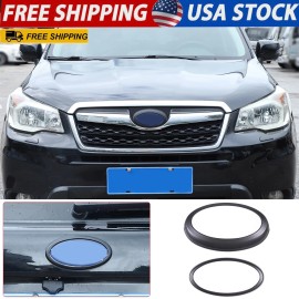 Unbranded 2PCS ABS Matte Black Front Rear Emblem Trim Ring Fits Subaru Forester 2013-2018
