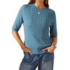 Arach&Cloz Women's Wool Blend Short Elbow Sleeve Tops Old Money