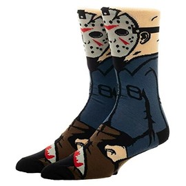 EZB Horror Film Friday 13th Character Crew Socks | Gift Idea for Men | Size 6-11 | Jason Voorhees