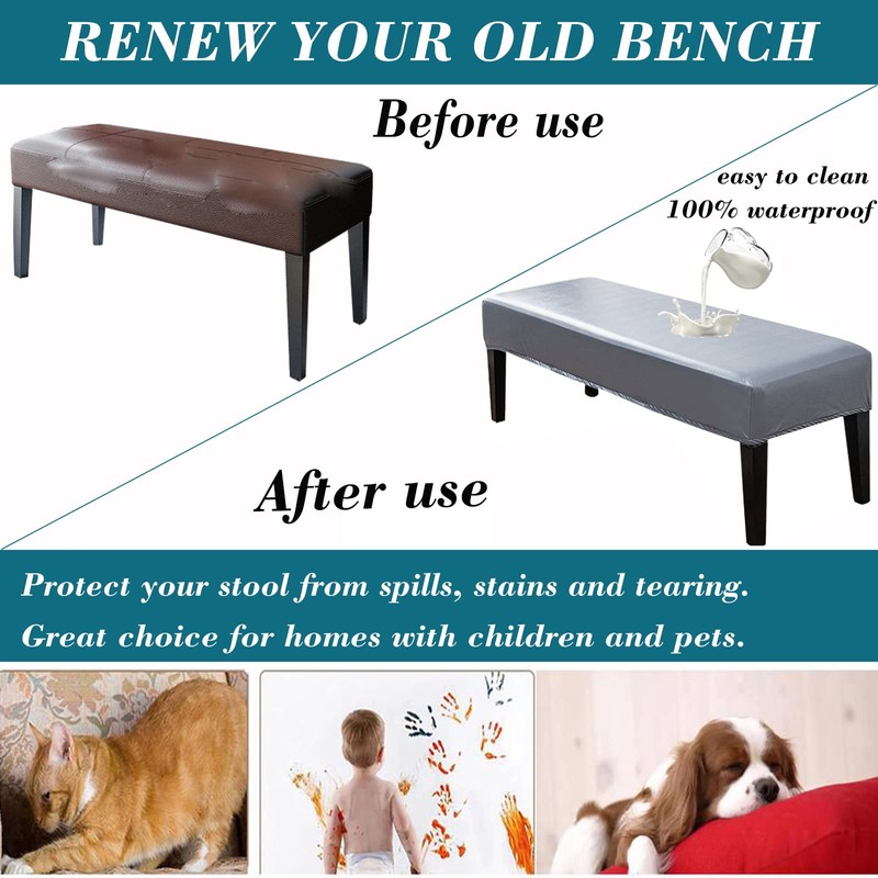 HFCNMY Bench Covers for Dining Room,Waterproof PU Dining Bench Cover