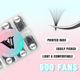 VAVALASH 600 Fans Premade Fans Eyelash Extensions 5D 6D 7D 8D 10D 12D 14D 16D 24D Premade Lash Fans 8-15mm Mixed Length Promade Loose Fans Thin Base Premade Volume Lash Extension(14D-0.05-D-8-15mm)