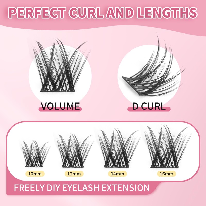 Lash Clusters 100PCS Cluster Lashes Wispy Fluffy D Curl Super