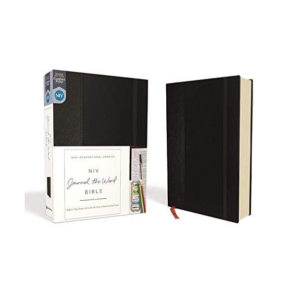 NIV, Journal the Word Bible, Hardcover, Black, Red Letter, Comfort