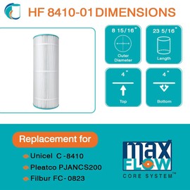 Hurricane Filters HF8410-01 2 Pack Advanced Pool Filter Cartridge - Replacement for PJANCS100, Unicel C-8410, Filbur FC-0821, Jandy Industries CS 100