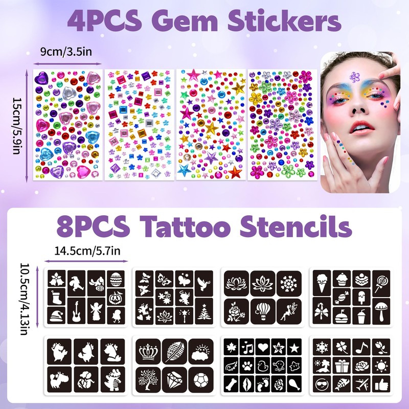 Bsenhe 58PCS Face Painting Kit, Includes 36 Reusable Facial Painting