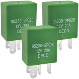 3-Pack 95230-2P020 Relay 12VDC 20A 4-Pin SPST - Compatible with Hyundai Elantra/Sonata & Kia Optima/Forte (2011-2017) - Fixes Cooling Fan, Fuel Pump & P0699/B1681 Errors