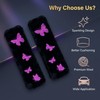 Prestrix Butterfly Glitter Seat Belt Strap Cover Pad, Fluffy Purple