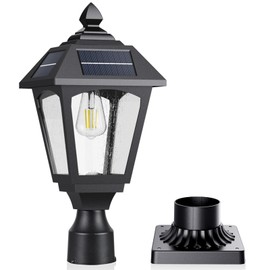 Solar Post Lights Outdoor, Solar Lamp Post Light, Aluminium Solar Powered Dusk to Dawn Outdoor Post Lights with Pier Mount Base, Perfect for Outside Yard Garden Pole Pillar, 100 Lumens (Warm White) ﻿