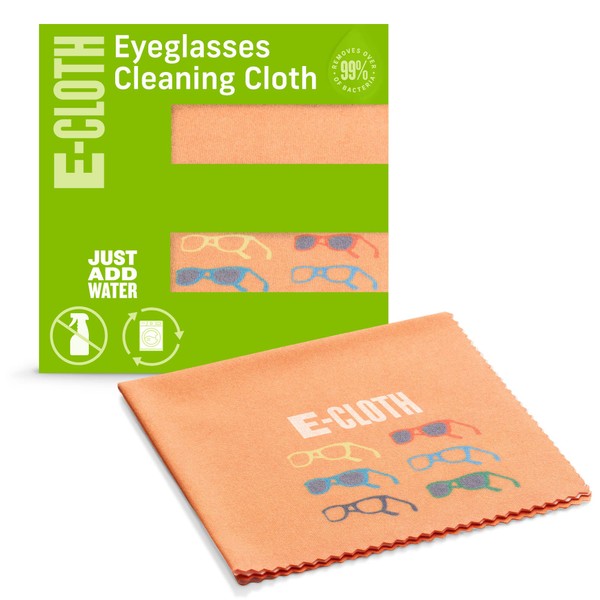 E-Cloth Glasses Cloth, Premium Microfiber Cleaning Cloth, Ideal Eyeglass and Lens Cleaner, Washable and Reusable, 100 Wash Guarantee, 1 Pack