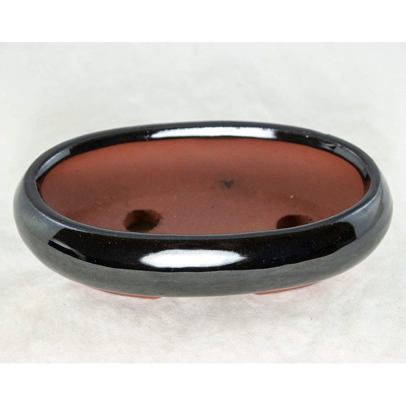 Flat Narrow Oval Black Bonsai Pot, Cactus & Succulent Planter