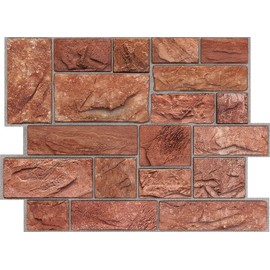 Sample. Retro-Art 3D Wall Panels, Stacked Natural Limestone in Sawn Natural Red, PVC, 7" x 10" 567CR