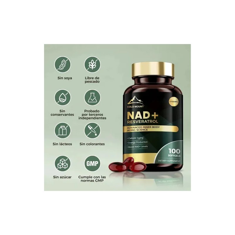 3pcs Nad+ Resveratrol, Apoyo Con Fórmula Liposoma 100 Cáps