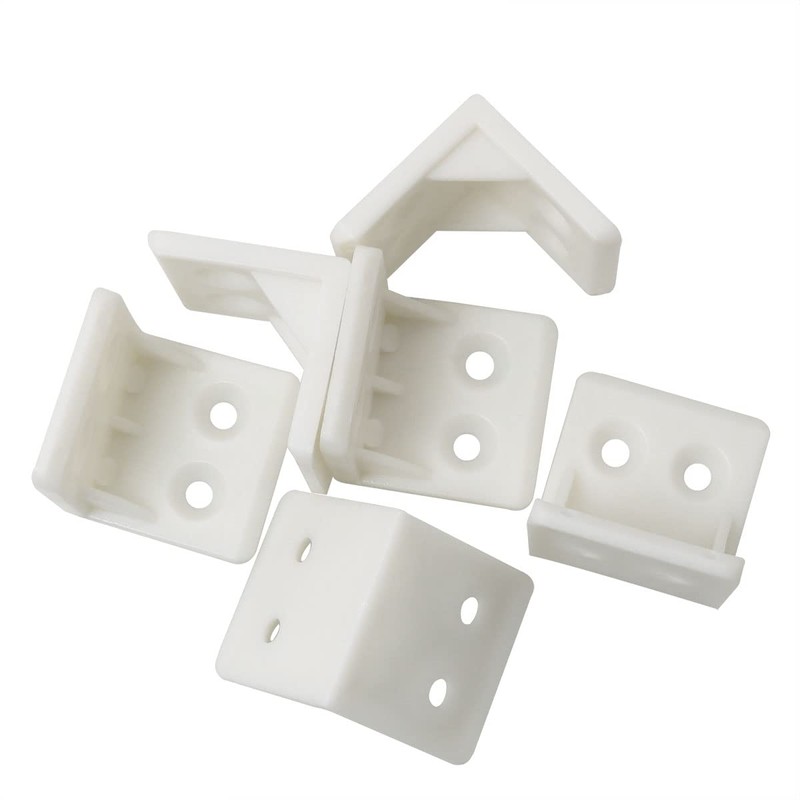 JJHXSM 16pcs L Shape Plastic Corner Bracket 28x28mm White Nylon