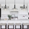 CVKASH Vintage Glass Pendant Light Fixture Black Modern Adjustable Chandelier