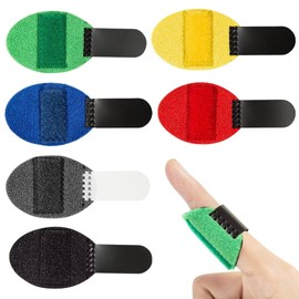 Ponpon 6Pcs Finger Splints for Trigger Finger Thumb Splints Finger Brace Index Finger Support for Broken Strained Arthritis (Black+Red+Dark Blue+Dark Grey+Yellow+Dark Green (6Pcs))