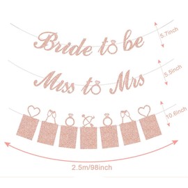 Bridal Shower Decoration - Rose Gold Bride to Be Photo Banner, Miss to Mrs Banner and Photo Banner for Engagement Wedding Bridal Shower Bachelorette Party Decoration Supplies