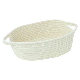 Hopbucan Rope Storage Baskets Woven Basket Portable Cotton Storage Baskets for Clothes, Bedding, Towels, Durable, Easy to Use, Small, Cream White